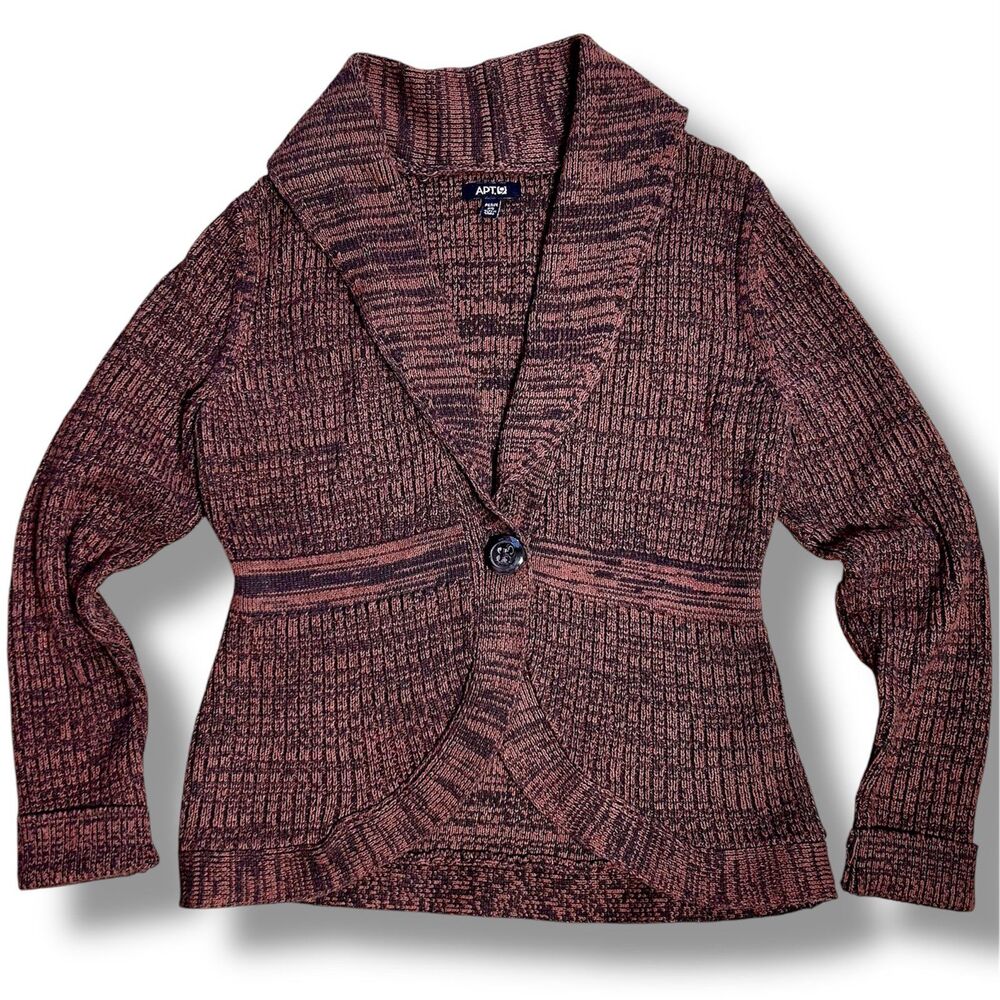 Petite Ribbed Shawl Collar Cardigan Sweater with Fitted Waist size SP Apt 9